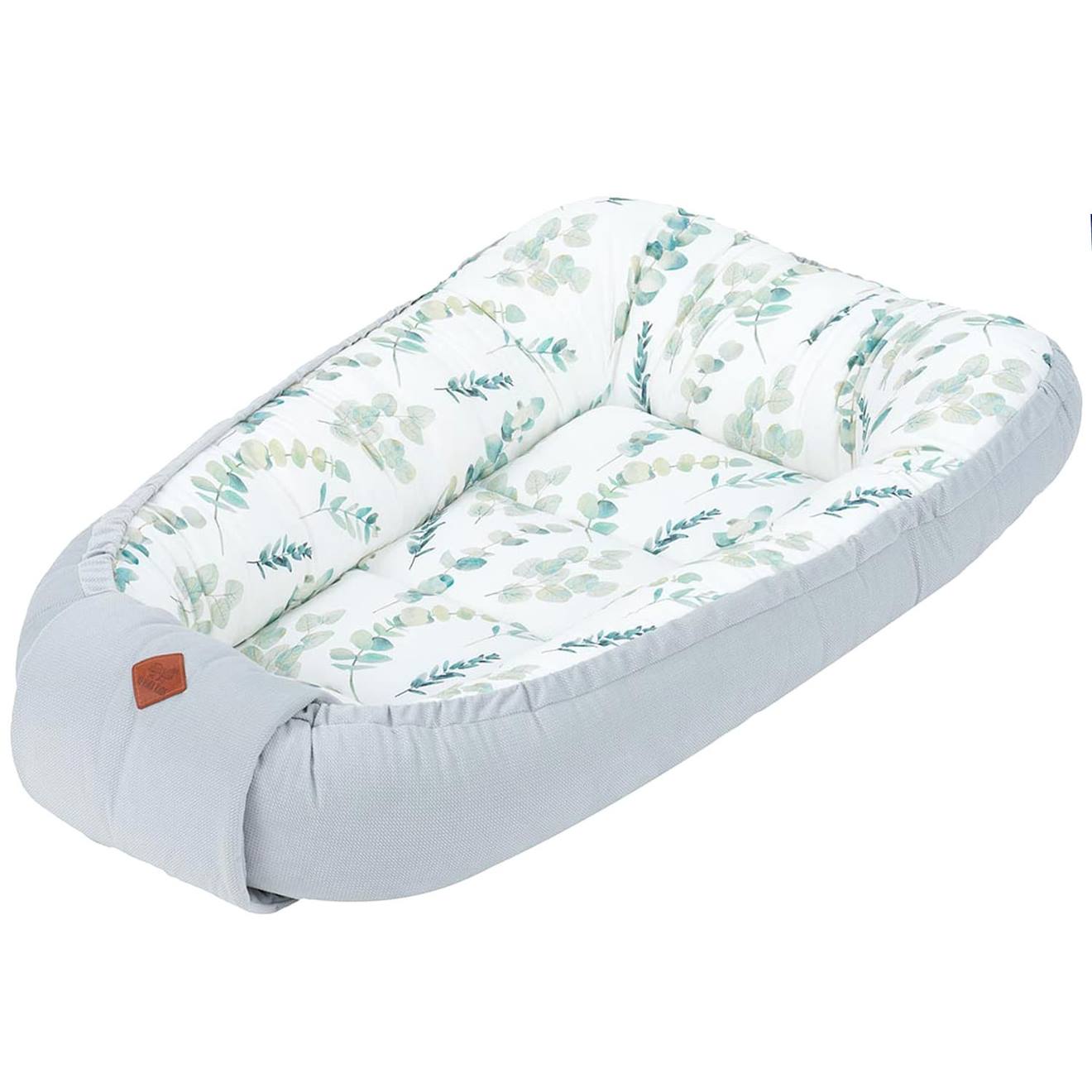 Cocon Bébé Matelassé Nid Réducteur De Lit Blanc Imprimé Eucalyptus