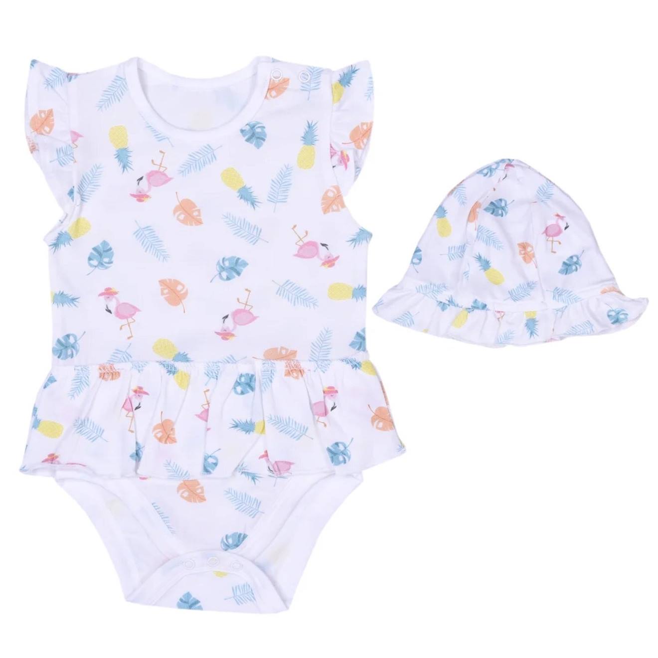 Body Robe Et Chapeau En Coton Bio Tropi Blanc