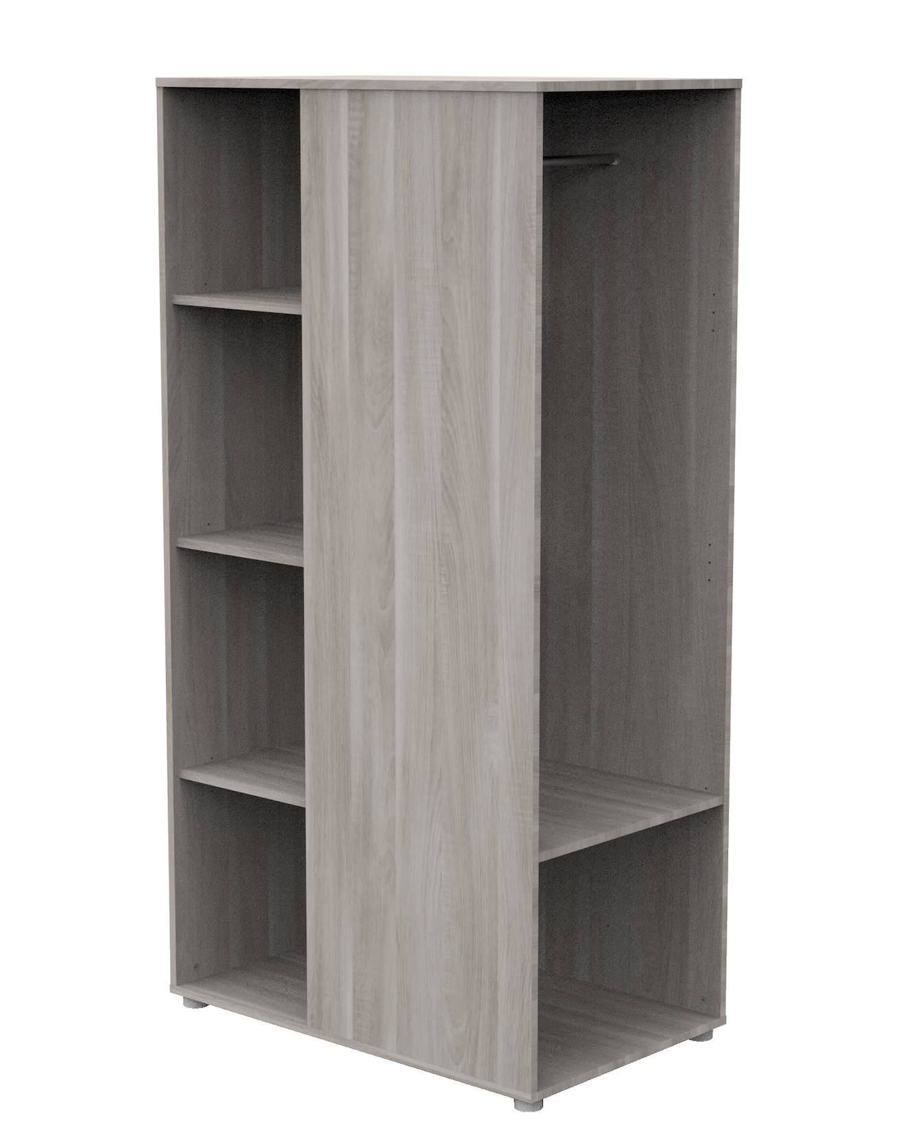 Baby Price - Meuble De Rangement Avec Étagères Et Penderie En Décor Bois Gris