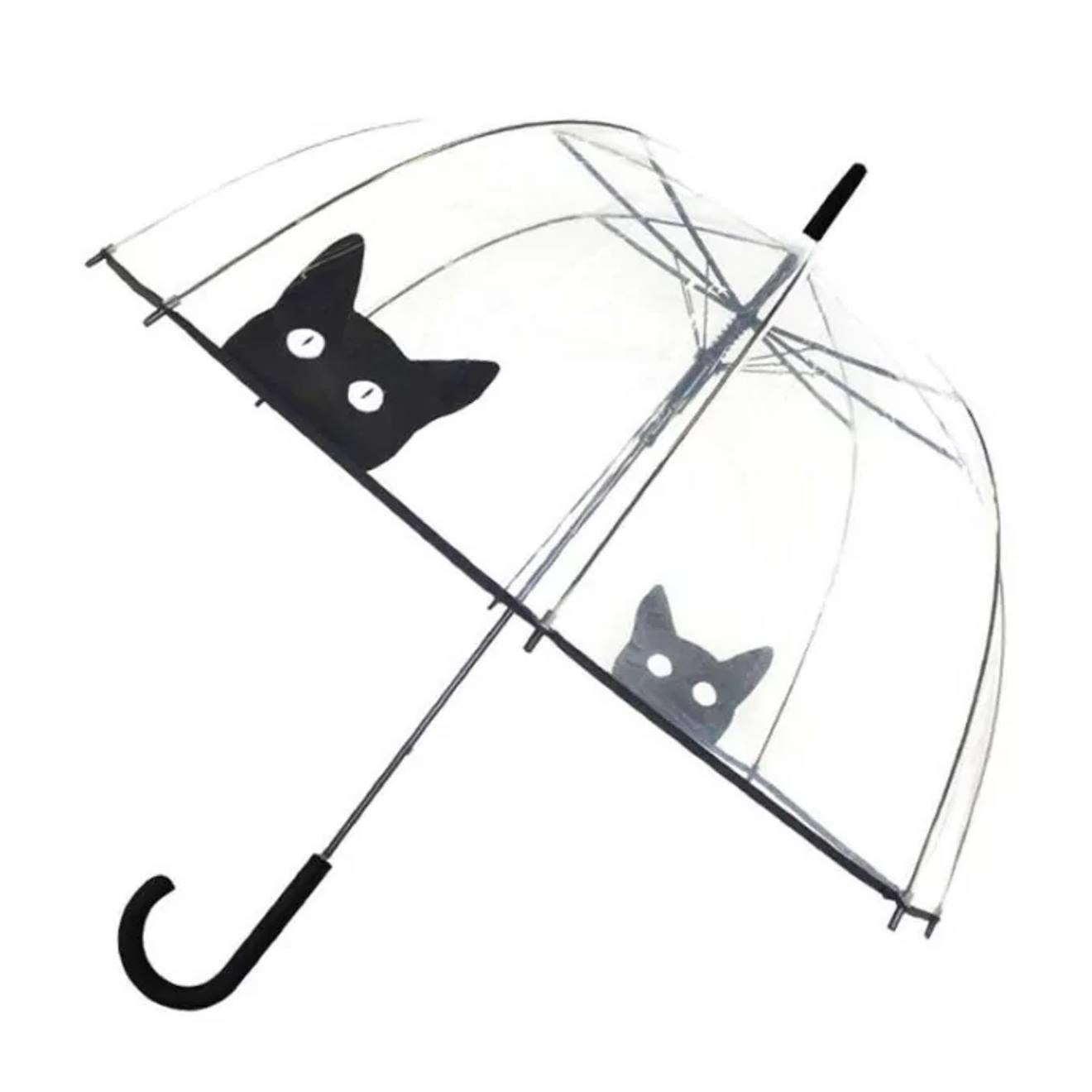 Parapluie Transparent Long Et Automatique Chat Noir