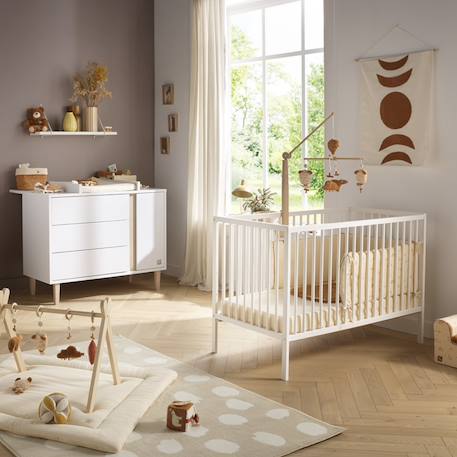 Lit bébé tout barreaux en bois - first Blanc+Marron 3 - vertbaudet enfant 