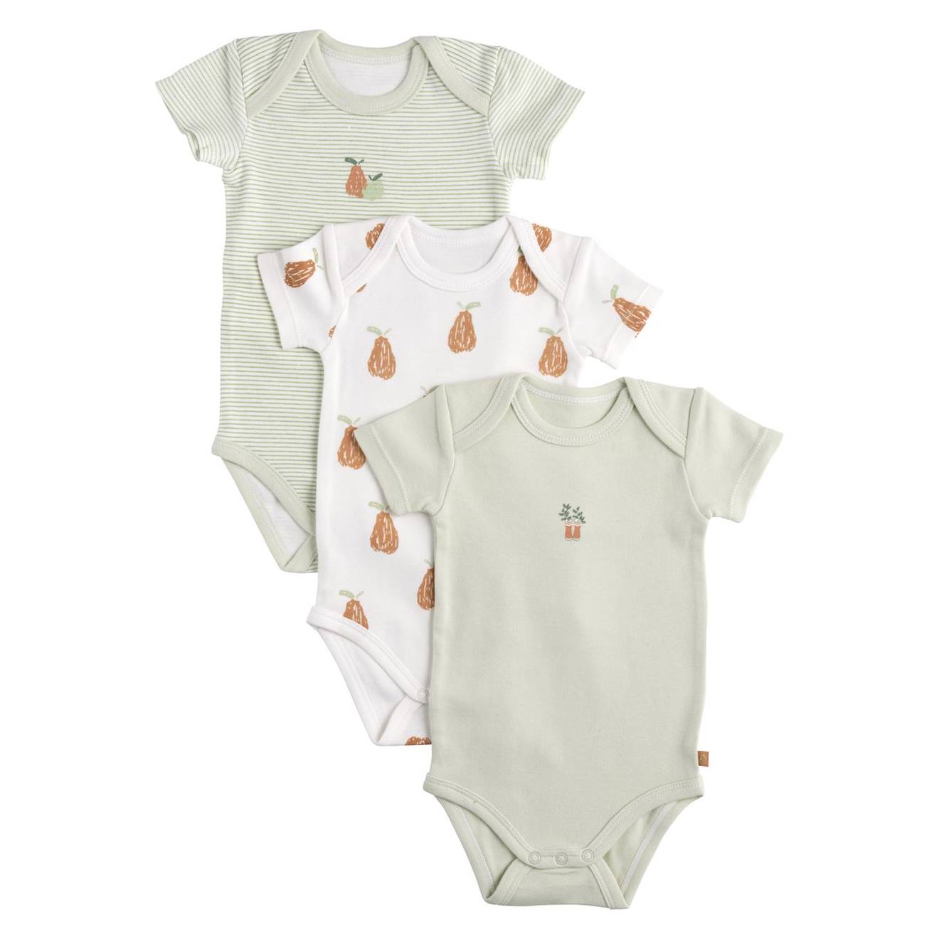 Bodies Bébé Manches Courtes En Coton Lot De 3 - Botanica Vert/blanc