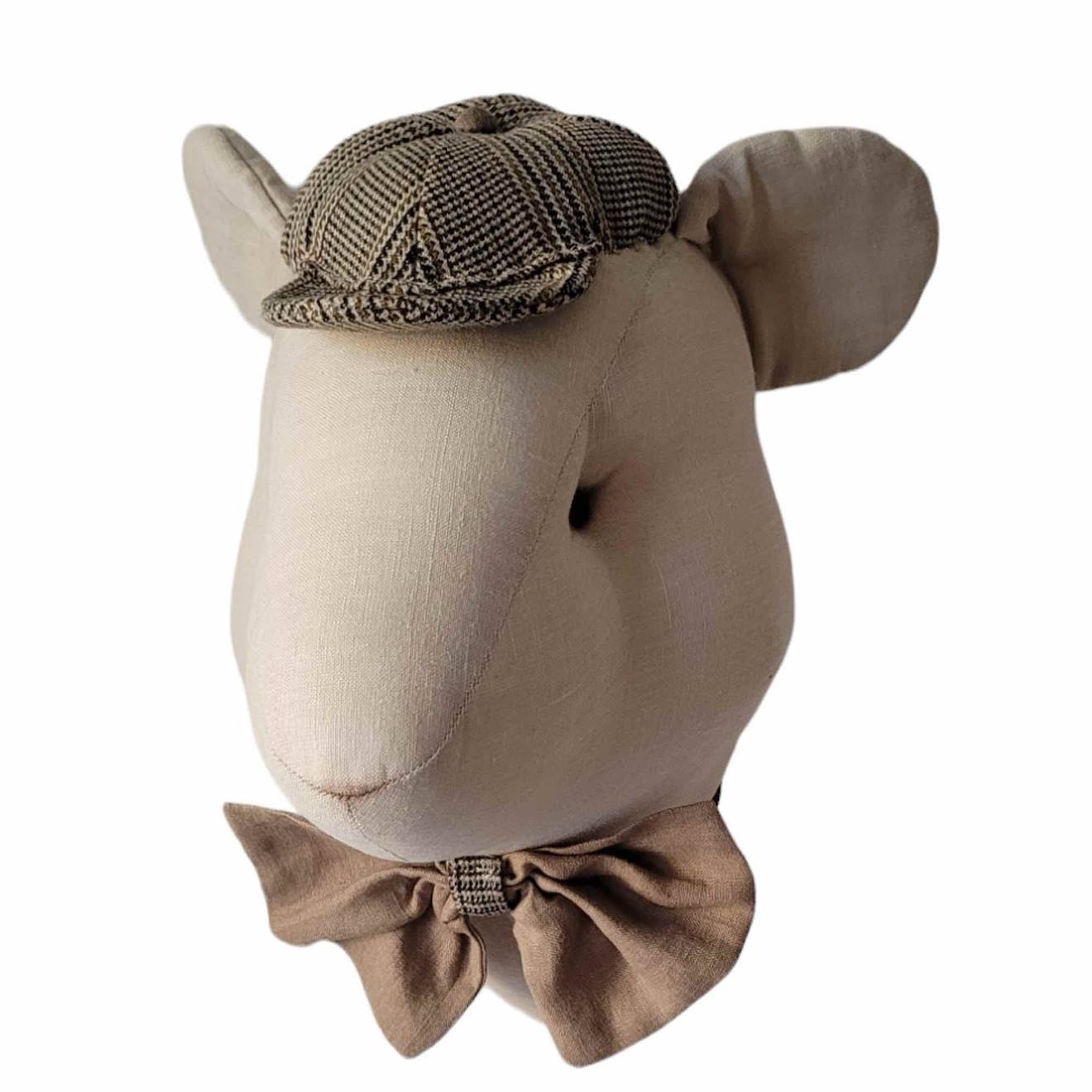 Sevira kids - Trophée Mural Enfant En Lin Souris Edouard Beige