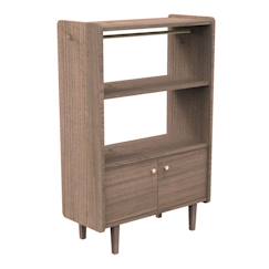 Chambre et rangement-Rangement-Bibliothèque, étagère-Bibliothèque 2 portes et 1 penderie en bois avec boutons métal - jazzy