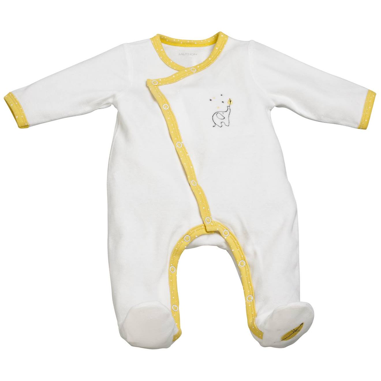 Pyjama Bébé En Velours - Babyfan Blanc/jaune