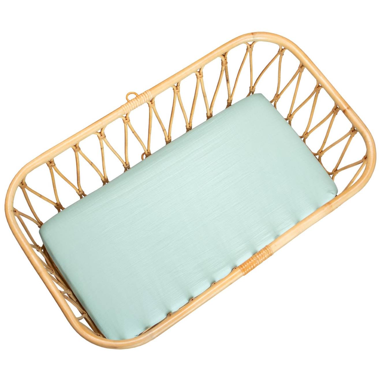 Drap Housse Berceau En Gaze De Coton À Carreaux Vert
