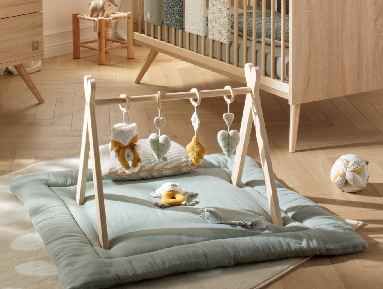 Arche D'éveil Bois Avec 4 Jouets Jaune/vert (Sauthon) - Image 3
