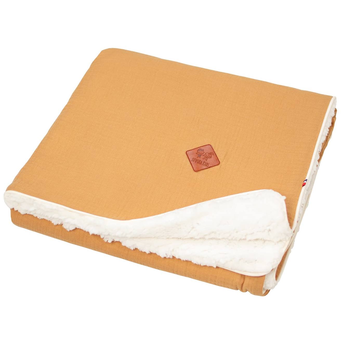 Couverture En Gaze De Coton Et Sherpa Jeanne Camel