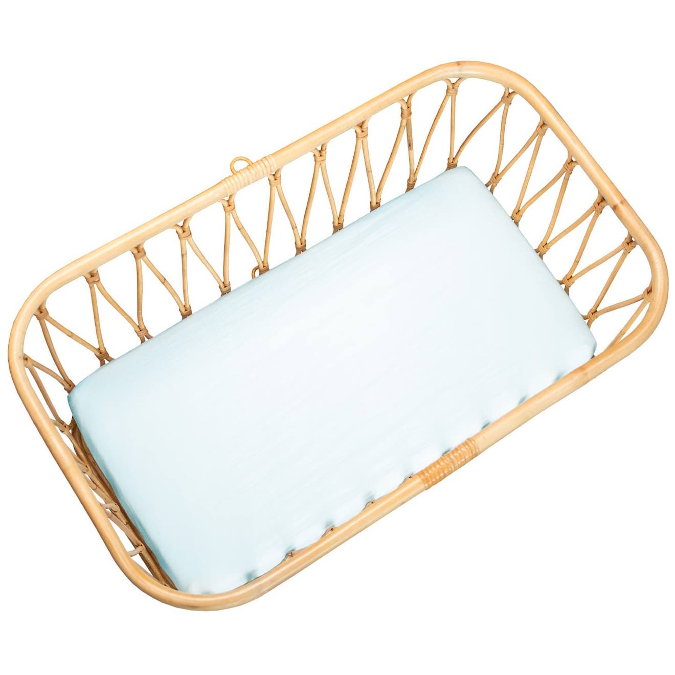 Sevira kids - Drap Housse Berceau En Gaze De Coton À Carreaux Bleu Ciel
