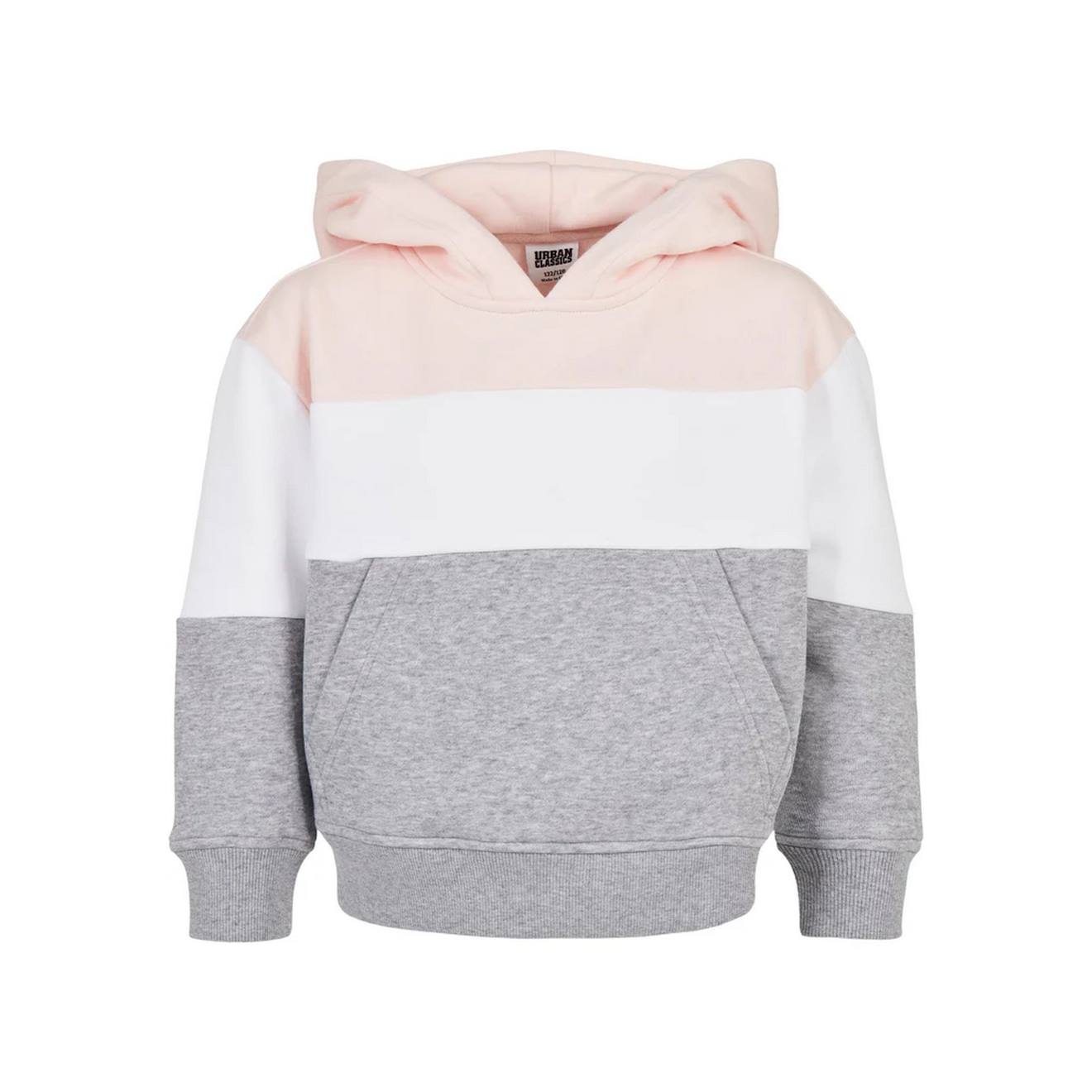 Sweat À Capuche Coton Rose Clair / Blanc / Gris