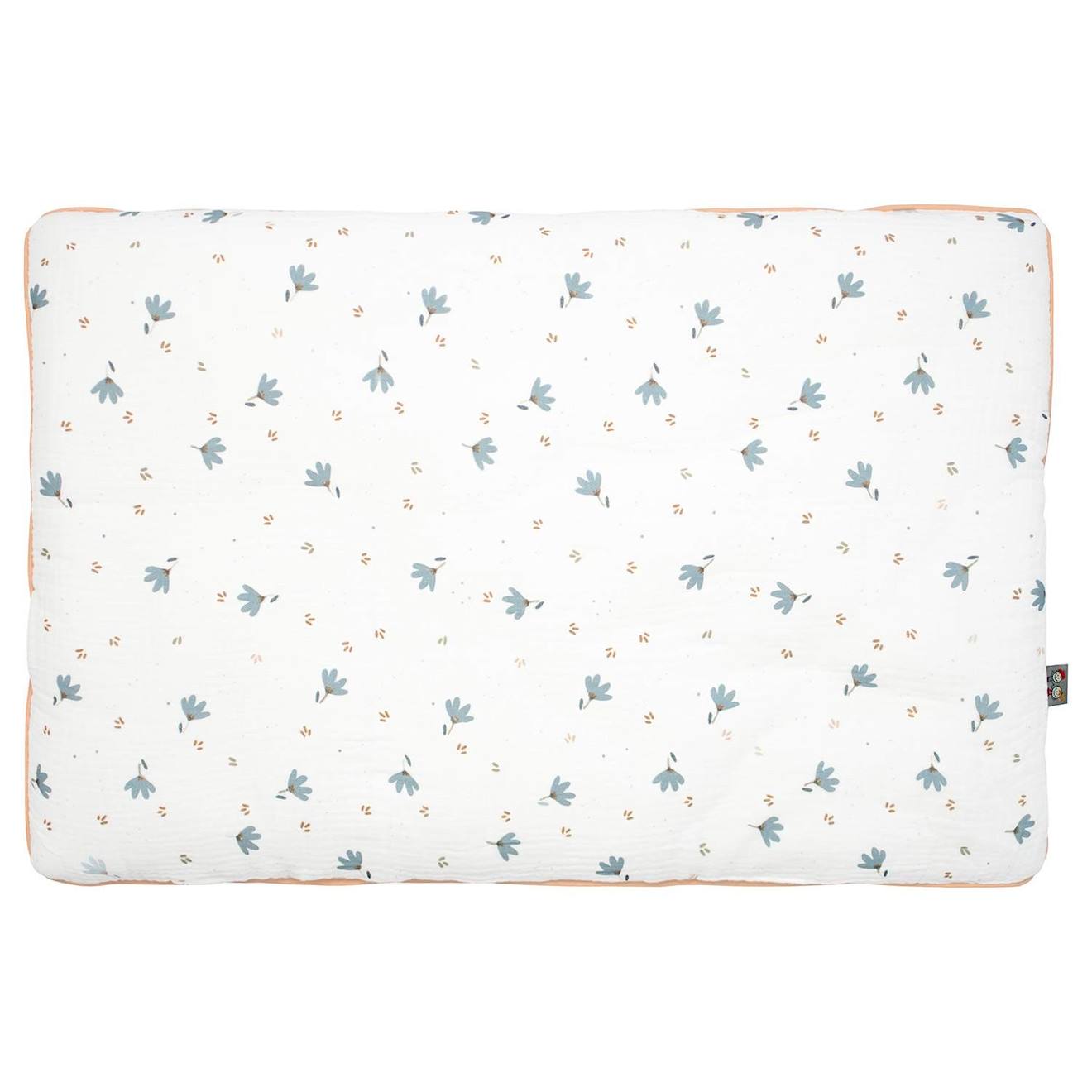 Sevira kids - Oreiller Plat Réversible En Gaze De Coton Blanc Imprimé Bleuet