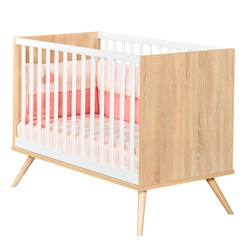 Chambre et rangement-Lit bébé à barreaux en bois - seventies