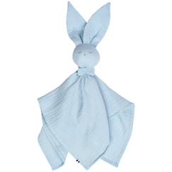 Jouet-Premier âge-Doudou lapin  en gaze de coton jeanne