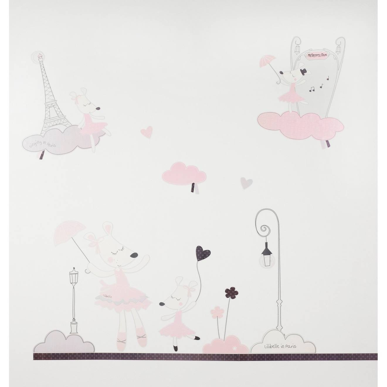 Stickers Muraux Petite Souris En Papier Rose