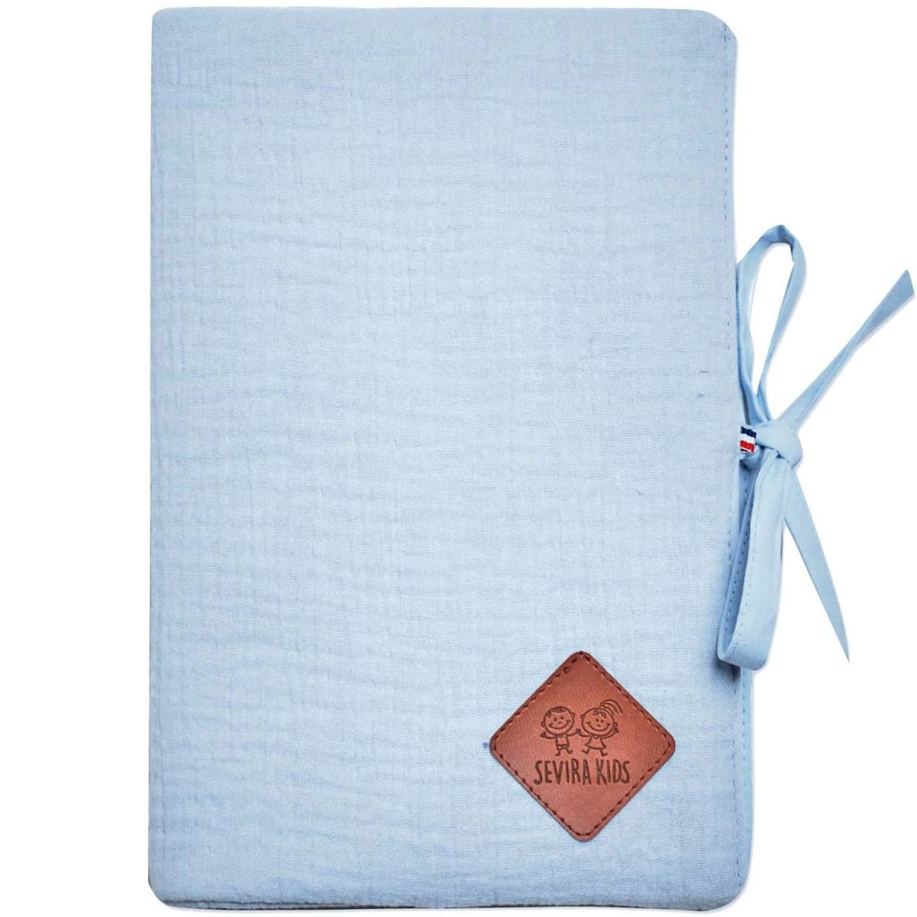 Protège Carnet De Santé En Gaze De Coton Jeanne Bleu