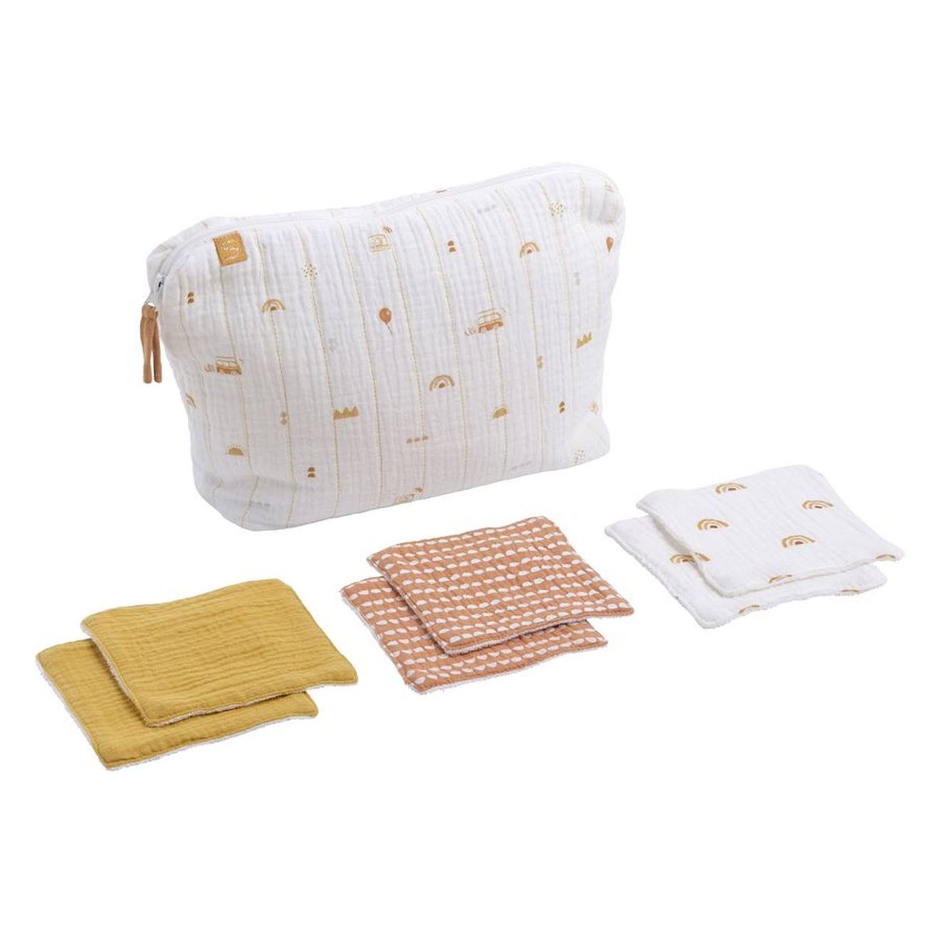 Trousse De Toilette Et Carré Éponge En Coton Blanc