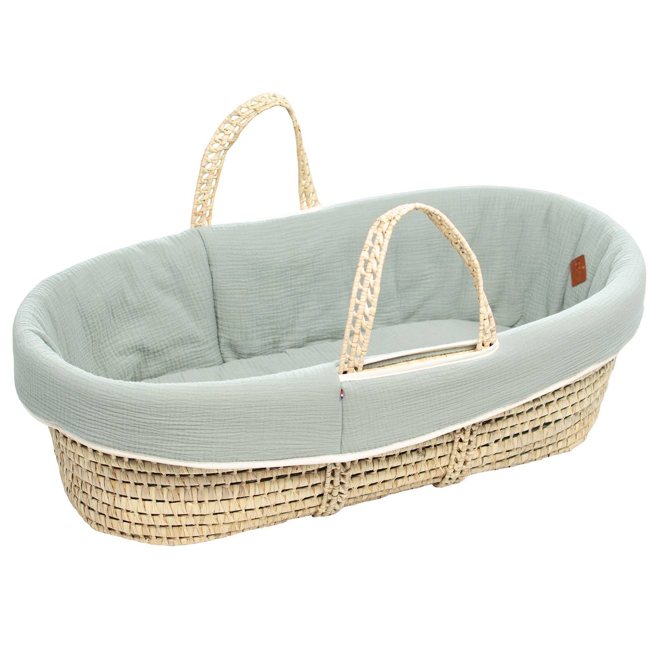 Couffin Bébé Avec Matelas Habillage Et Drap Housse Jeanne Vert De Gris