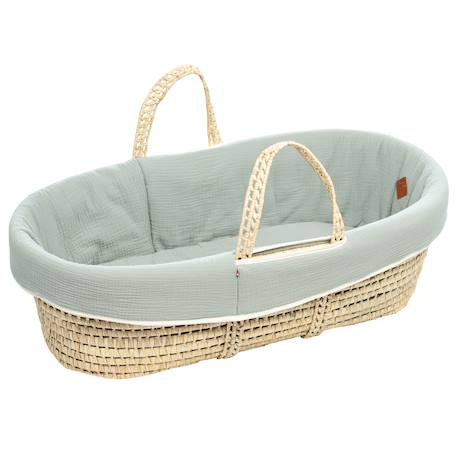 Sevira Kids - Couffin Bébé Avec Matelas Habillage Et Drap Housse Jeanne Vert De Gris