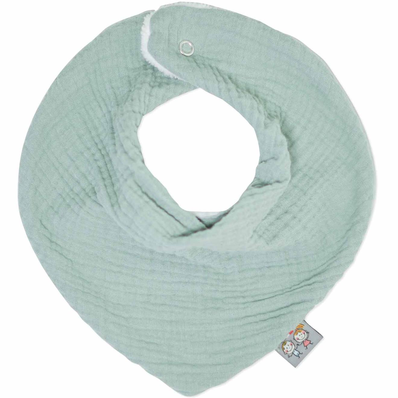 Bavoir Bandana Gaze De Coton Jeanne Vert De Gris