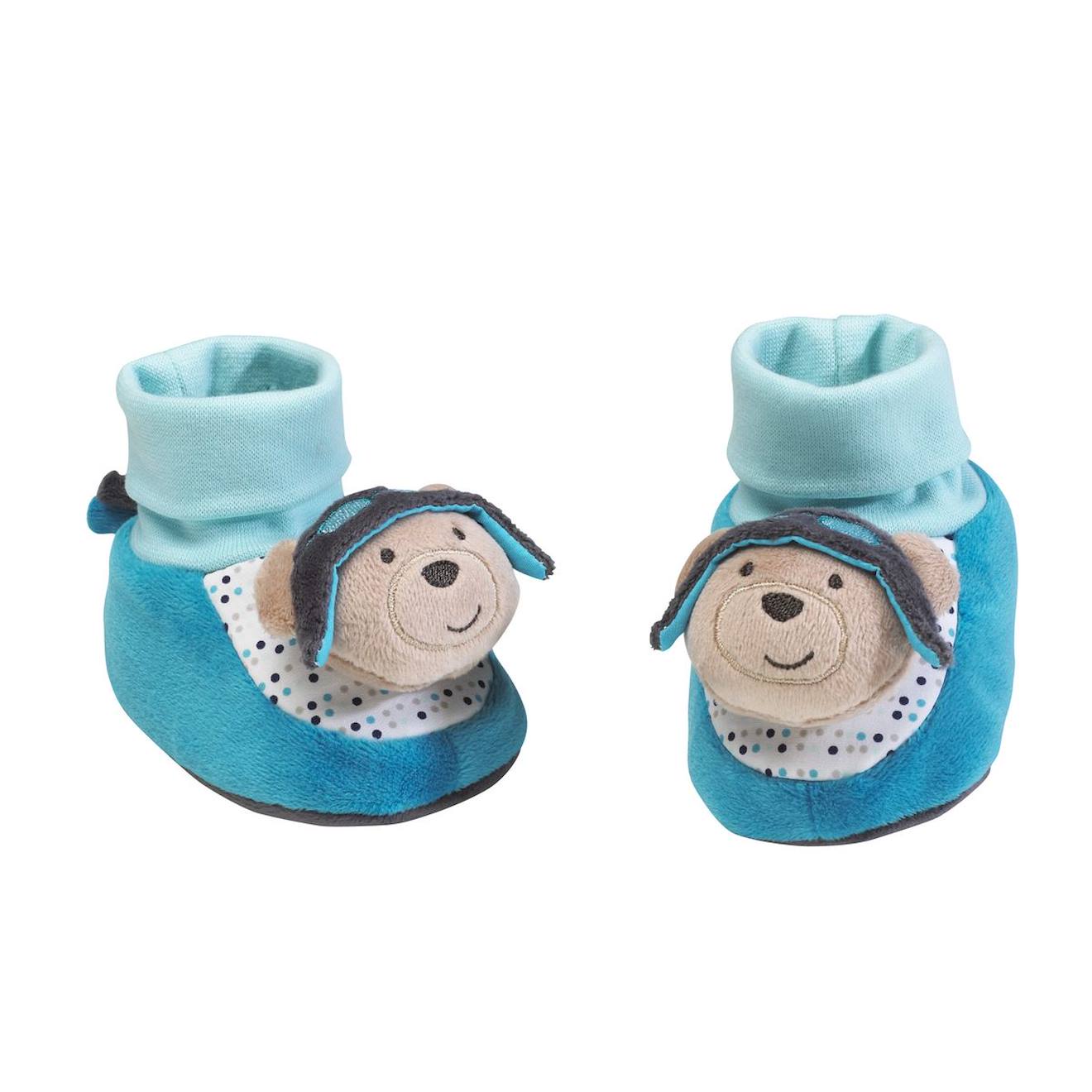 Chaussons Bébé En Velours - Lazare Bleu
