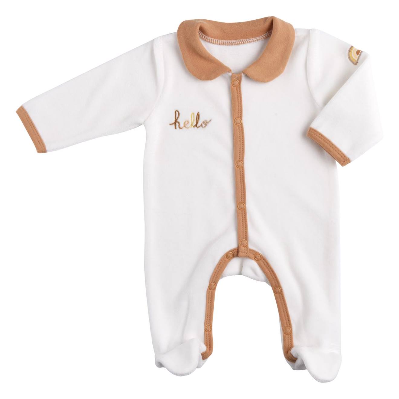 Pyjama Bébé À Manches Longues En Velours Blanc