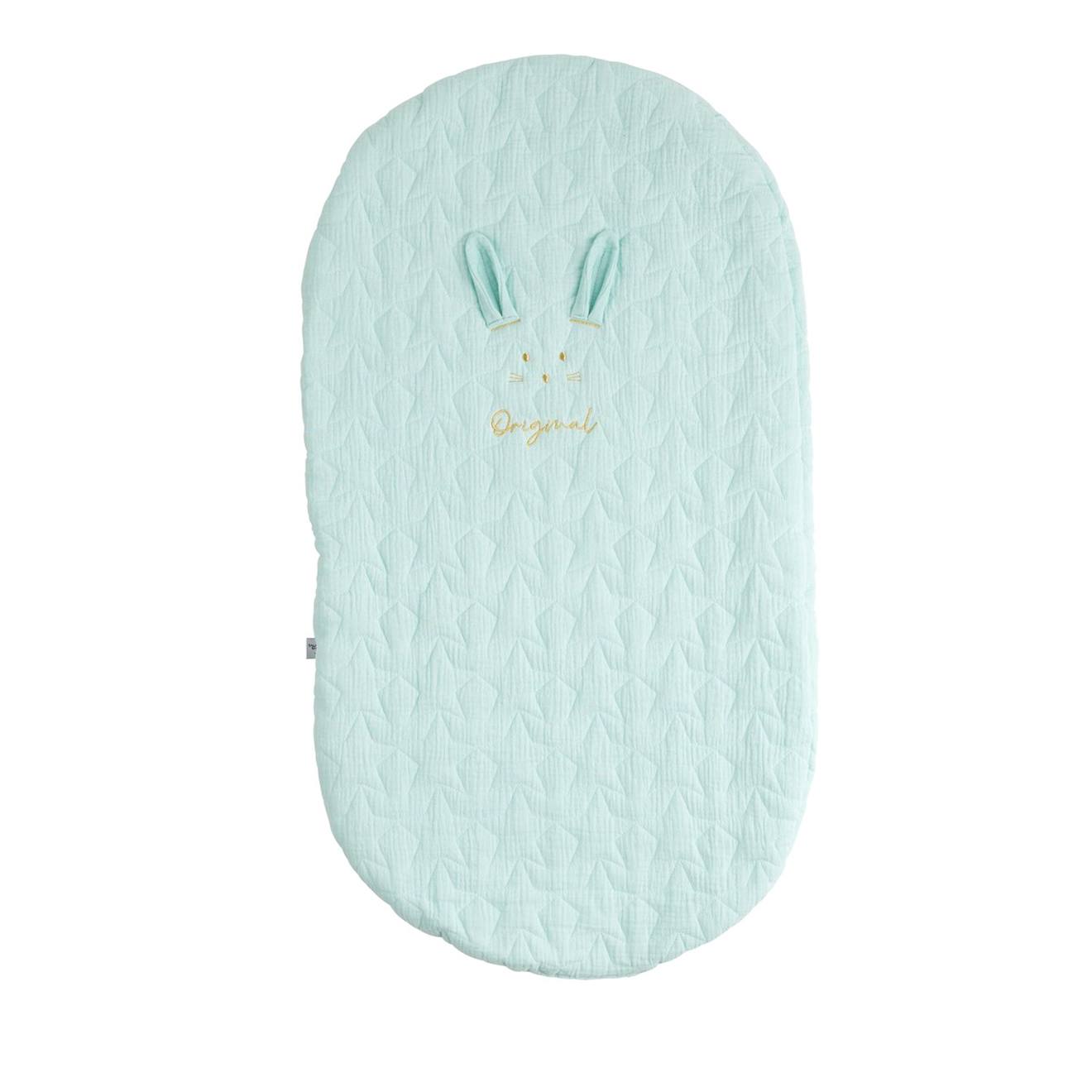 Couvre Lit Ovale Pour Berceau En Coton - Galopin Bleu Ciel