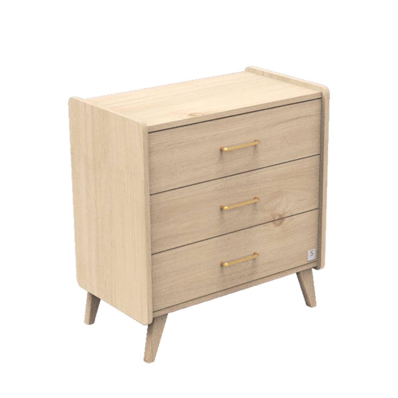 Commode 3 Tiroirs Marron