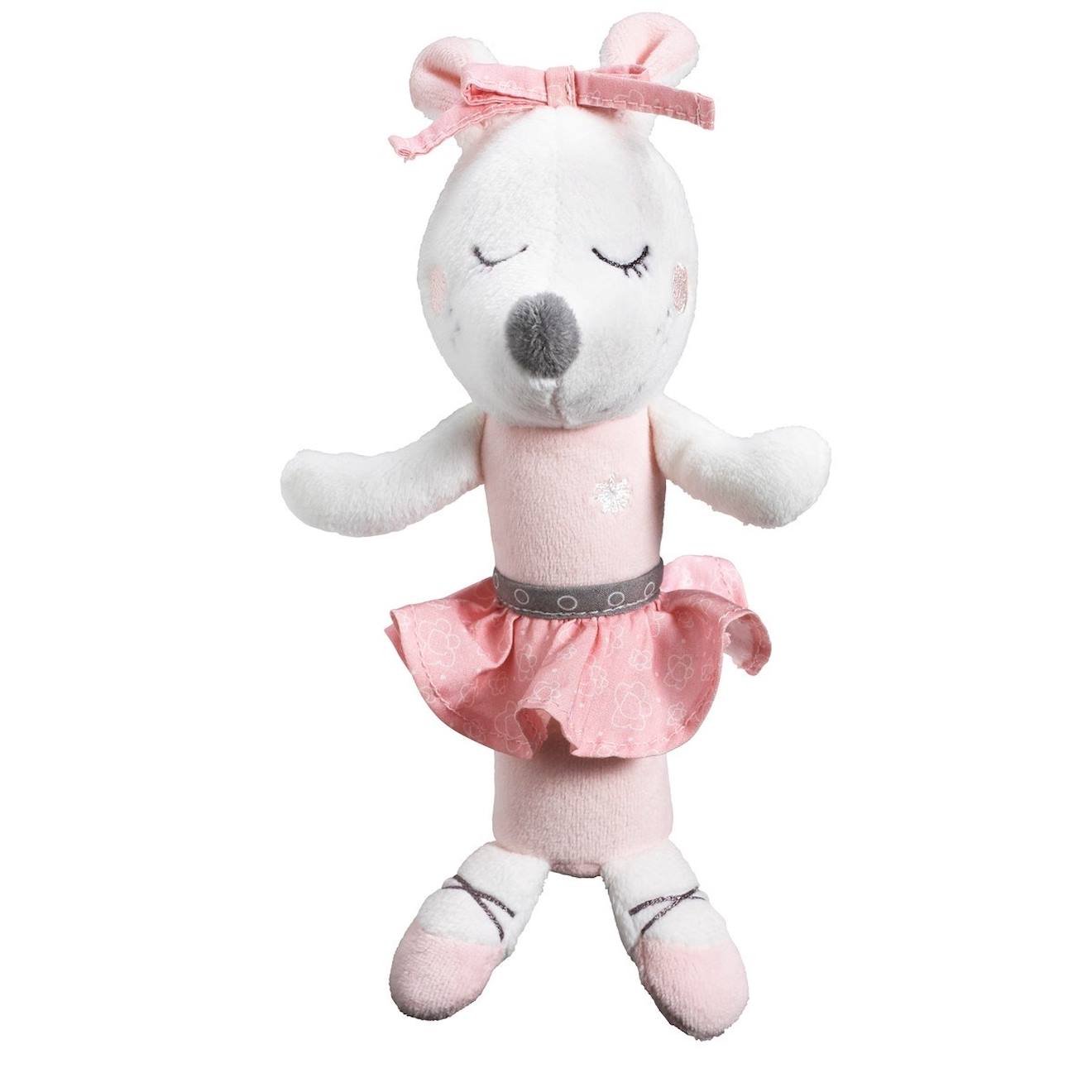 Hochet Petite Souris Danseuse Étoile En Velours Rose