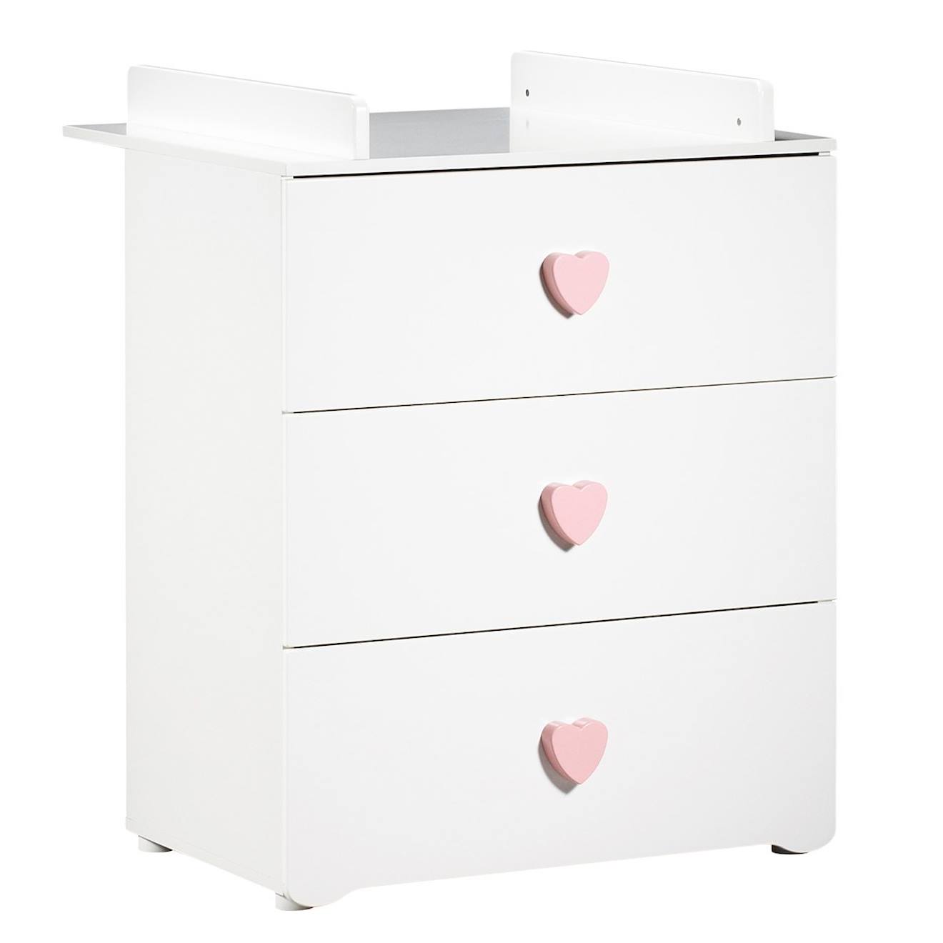 Baby Price - Commode À Langer 3 Tiroirs Blanc/rose