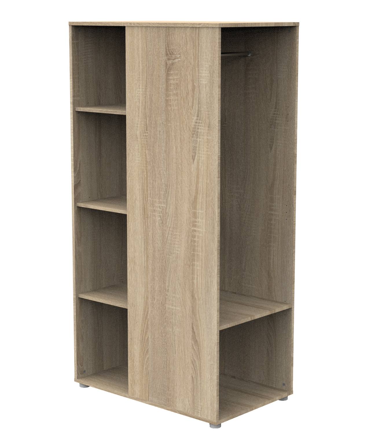 Baby Price - Meuble De Rangement Avec Étagères Et Penderie En Décor Bois Marron