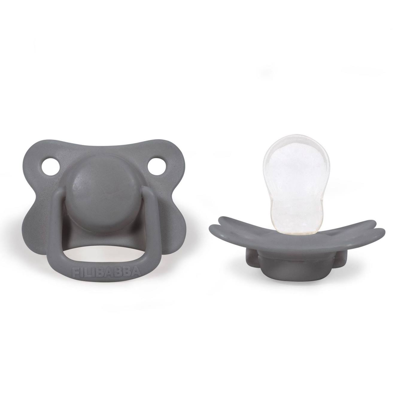 Filibabba - Lot De 2 Sucettes Anatomique En Silicone Gris