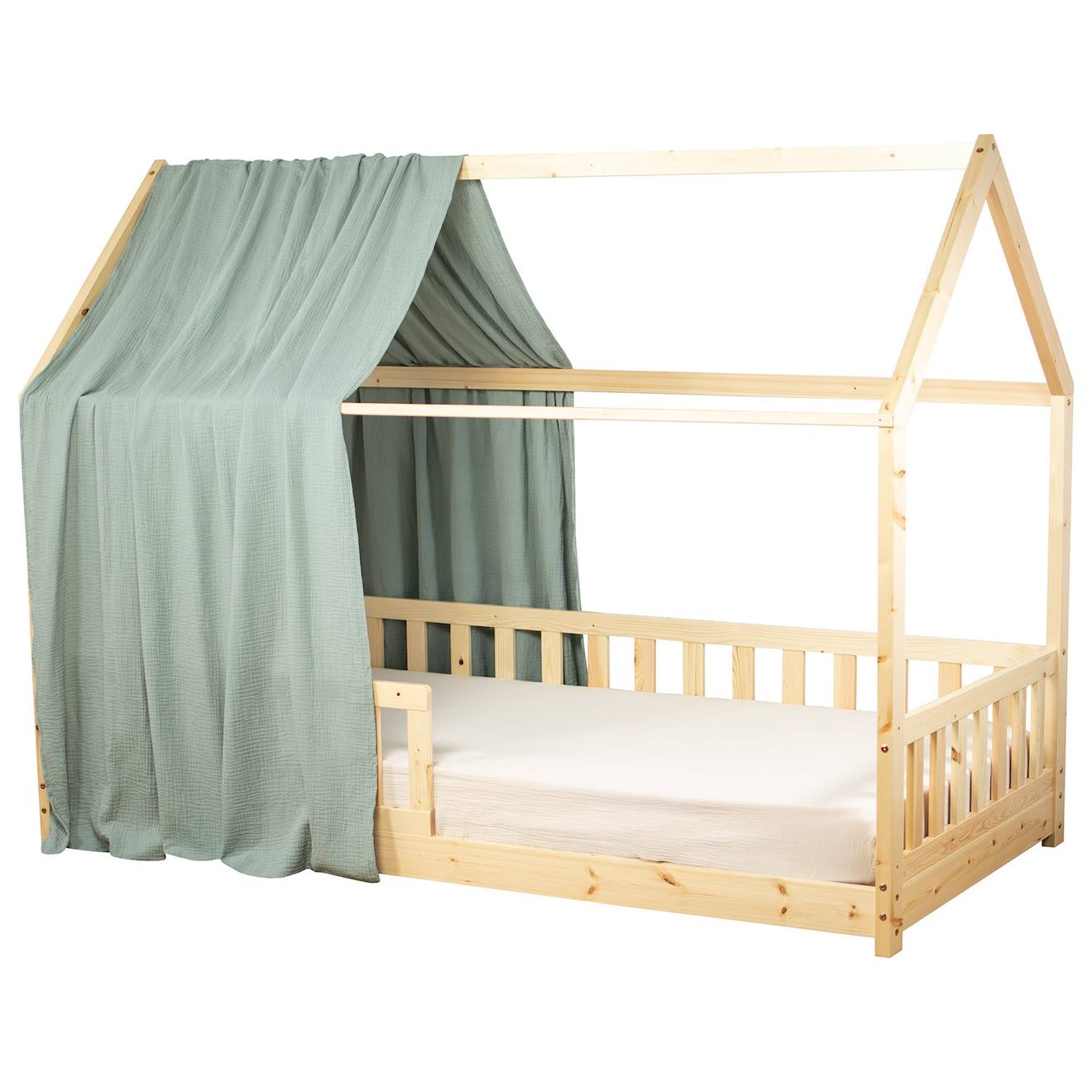 Ciel De Lit Cabane En Gaze De Coton Solo 330 Cm Vert De Gris