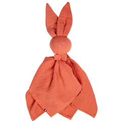Jouet-Premier âge-Doudou lapin  en gaze de coton jeanne