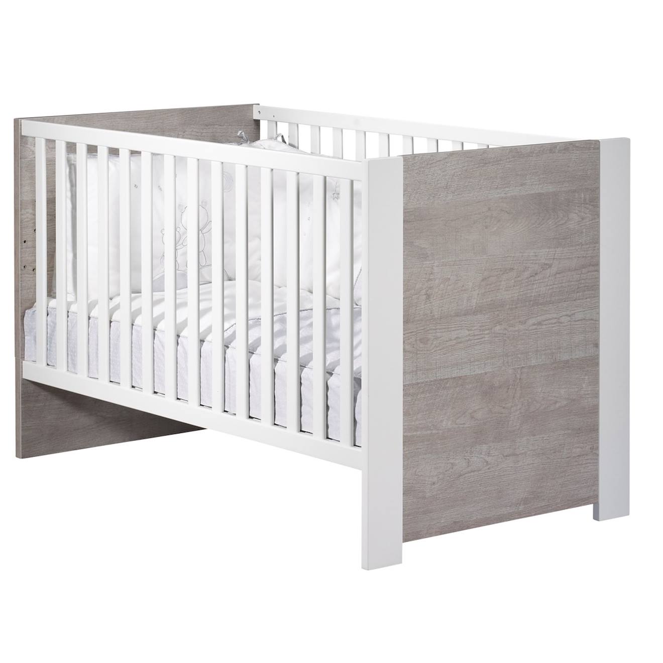 Lit Bébé Évolutif À Barreaux - Loft Gris/blanc
