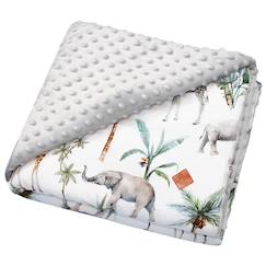 Linge de maison et décoration-Linge de lit bébé-Couverture réversible en minky safari