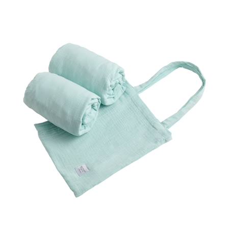 Lot 2 draps housse pour lit évolutif bébé en coton - original Blanc+Bleu ciel+Bleu nuit+Jaune+Rose 5 - vertbaudet enfant 