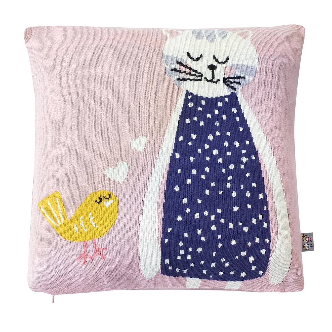 Taie De Coussin En Coton Biologique Rose, Chat