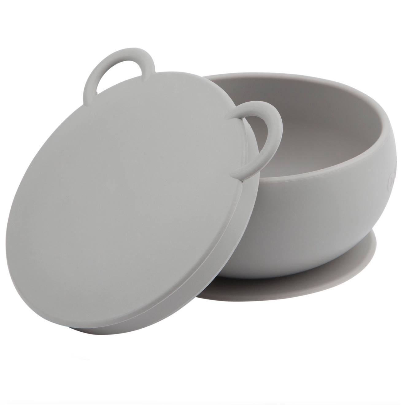 Bol Bébé Avec Ventouse Et Couvercle En Silicone Gris