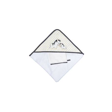 Cape de bain plus gant en coton - pluche et pompon  - vertbaudet enfant