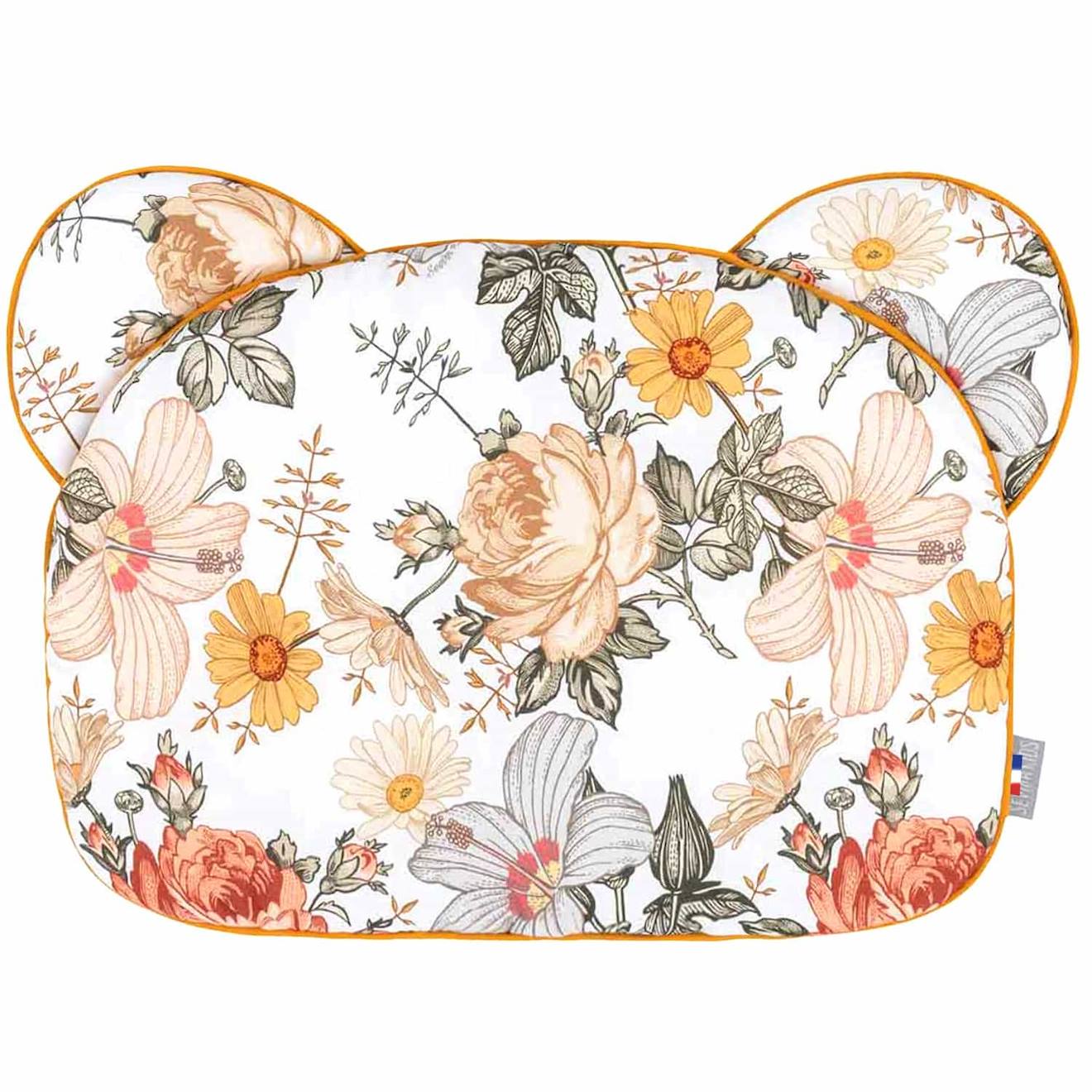 Oreiller Coussin Plat Réversible Blanc Imprimé Floral