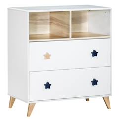 Commode 2 tiroirs 2 niches boutons étoile - oslo  - vertbaudet enfant