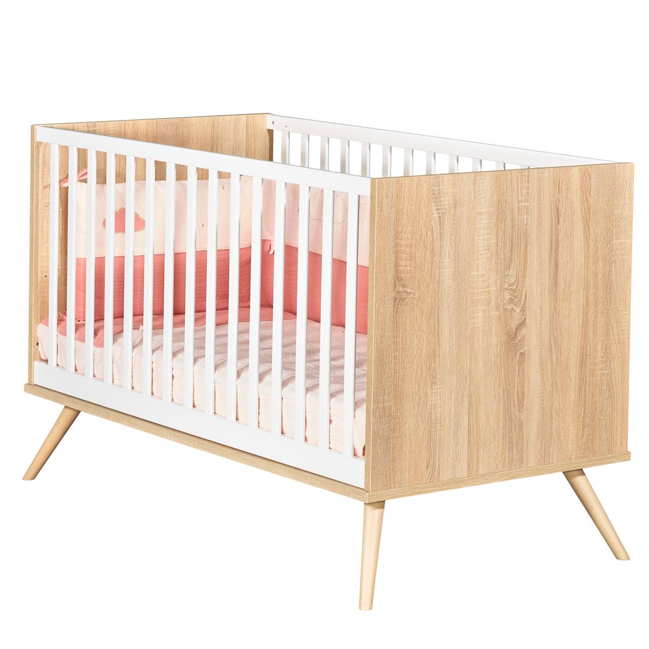 Lit Bébé Évolutif En Bois Marron/blanc