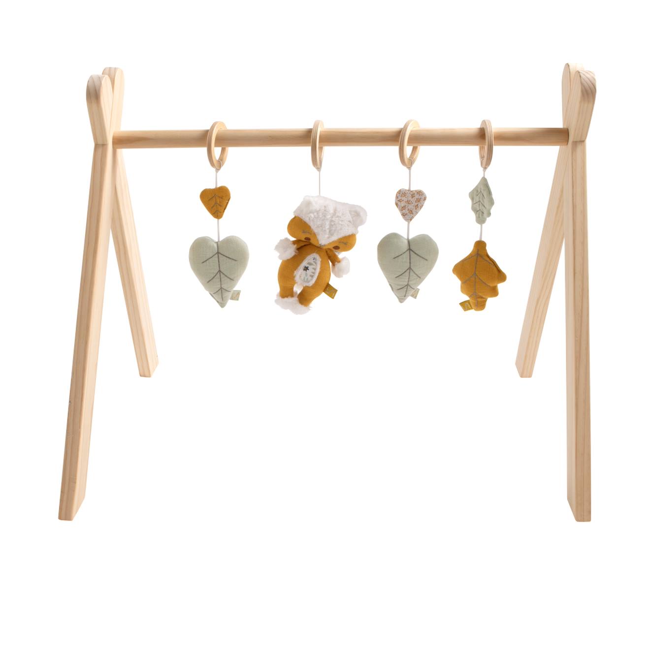 Sauthon - Arche D'éveil Bois Avec 4 Jouets Jaune/vert