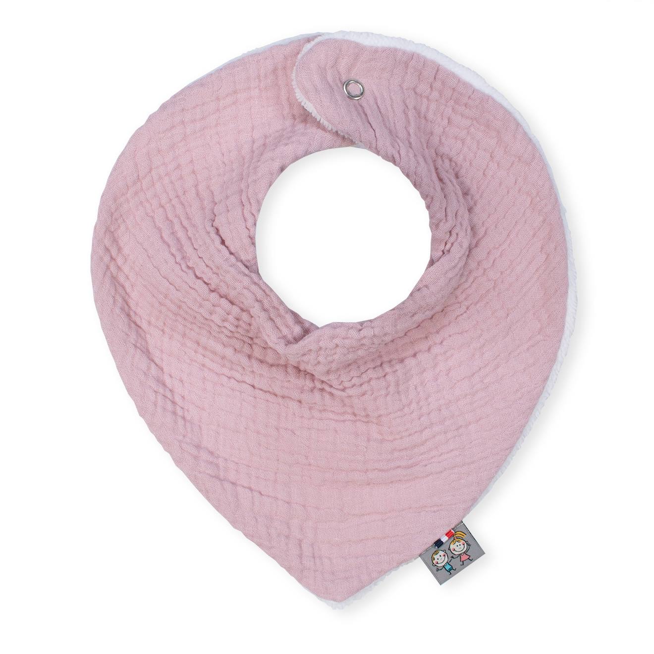 Bavoir Bandana Gaze De Coton Jeanne Vieux Rose
