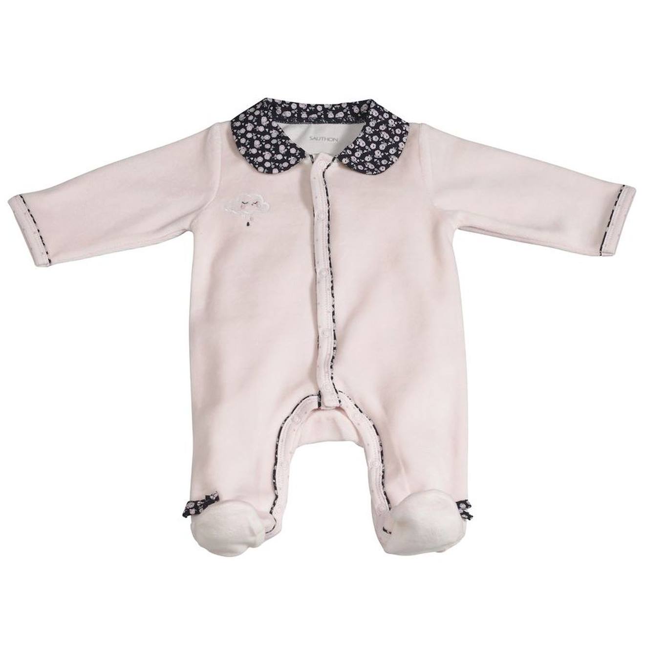 Pyjama Bébé À Manches Longues En Velours Rose