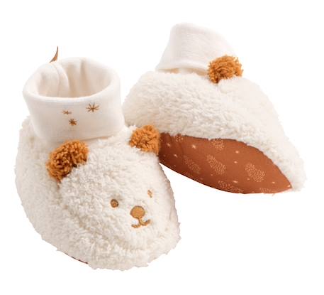 Sauthon - Chaussons Bébé En Sherpa Ourson - Orsino Beige