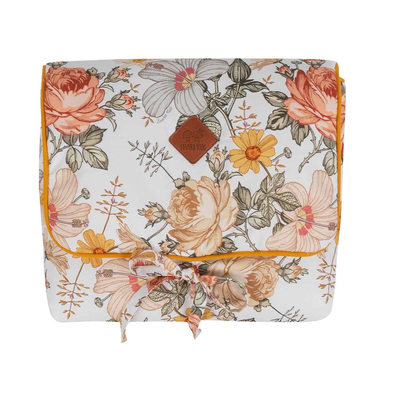Tapis À Langer Nomade Néo Vintage Blanc Imprimé Floral