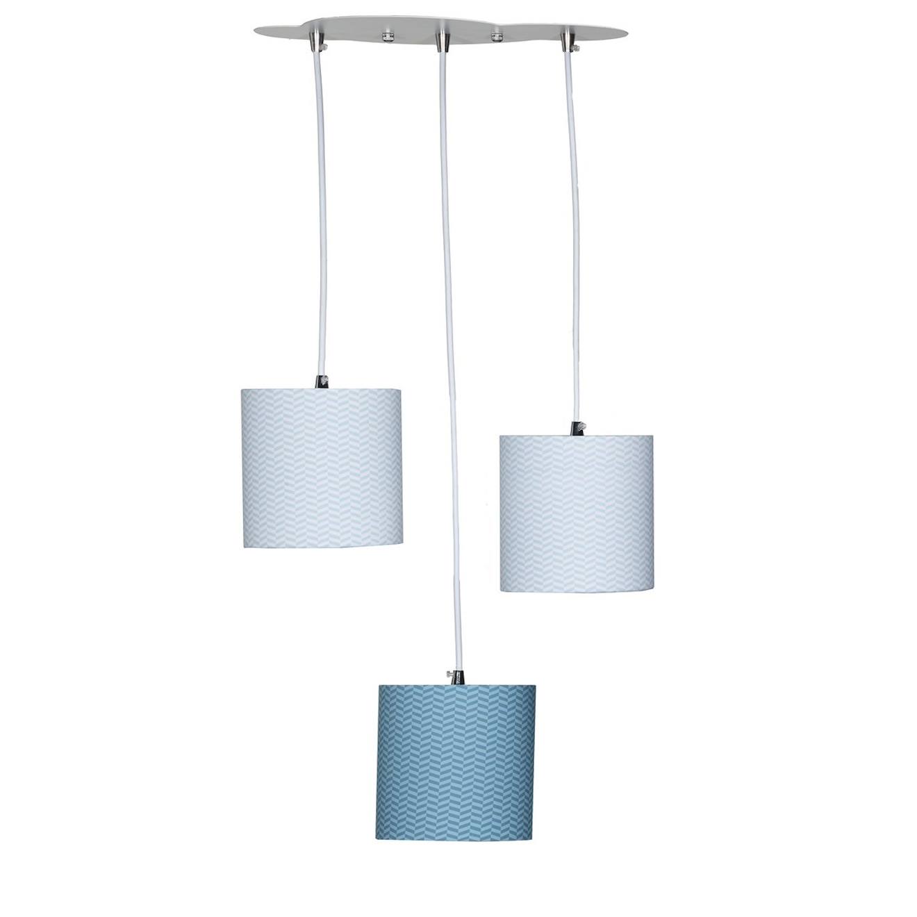 Suspension Lumineuse Trio Plafonnier En Coton Bleu