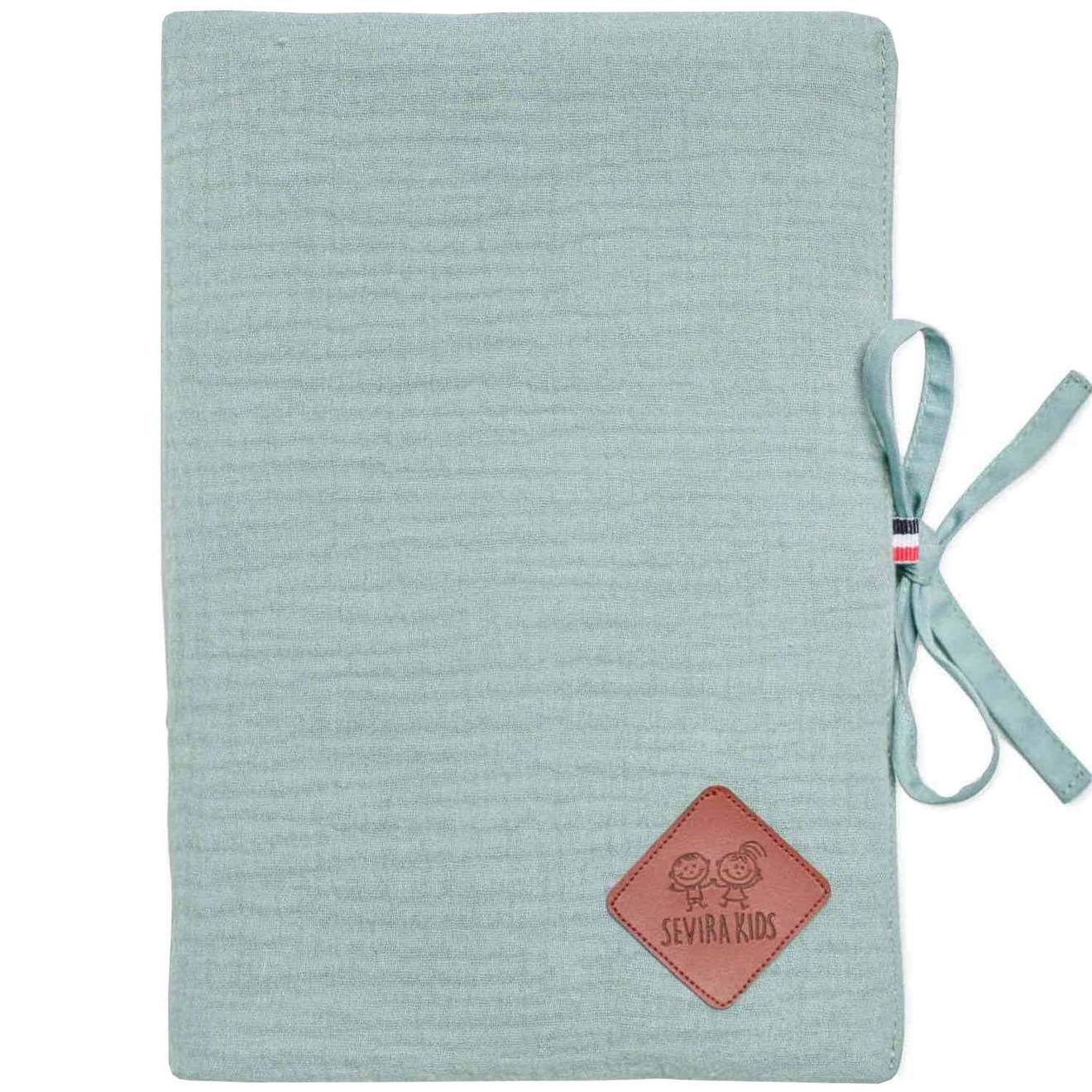 Protège Carnet De Santé En Gaze De Coton Jeanne Vert De Gris