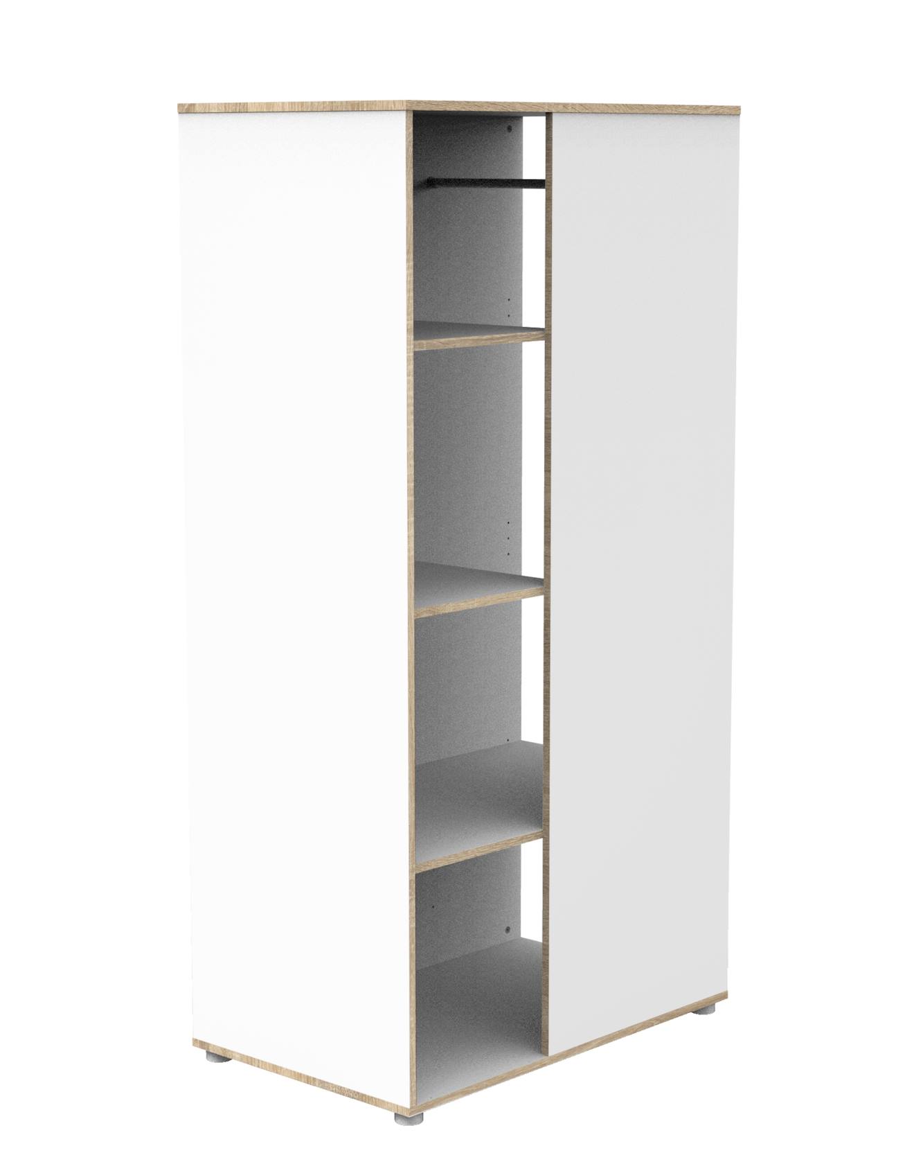 Baby Price - Meuble De Rangement Avec Étagères Et Penderie En Bois Et Chant Bois Blanc